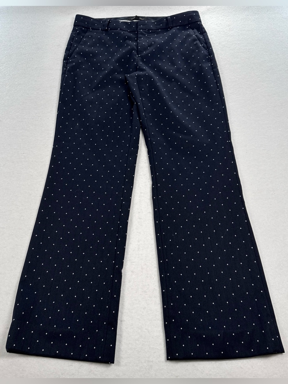 Banana Republic Logan Dress Pants Women's 6 Navy White‎ Polka Dots Stretch Boot - Picture 2 of 9